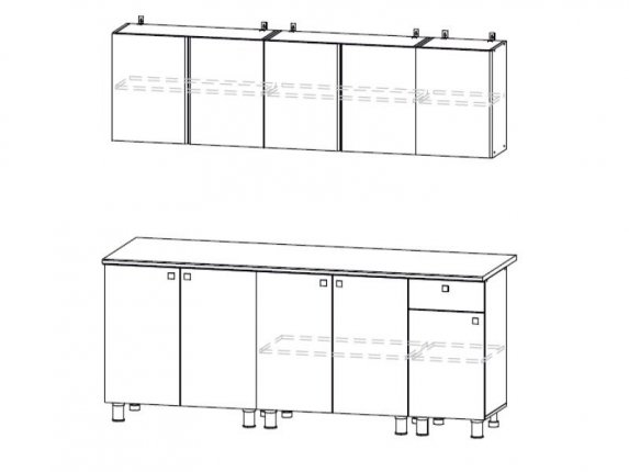 Кухонный гарнитур КГ-1 2000 Белый-Цемент светлый